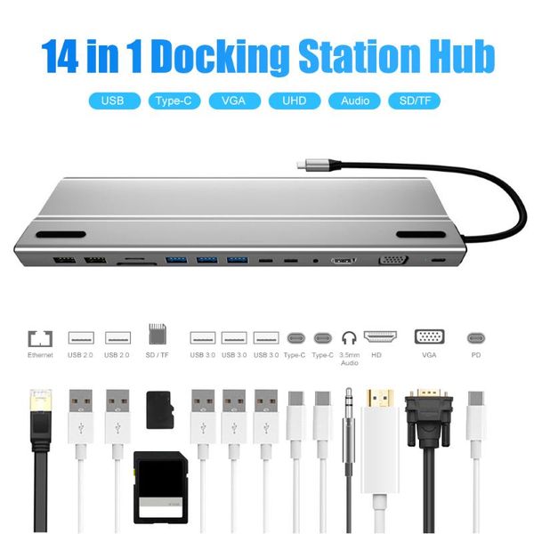 

docking stations 14 in 1 lapstation type-c usb 3.1 to -compatible sd/tf card reader hub for lap mobile phone tablets