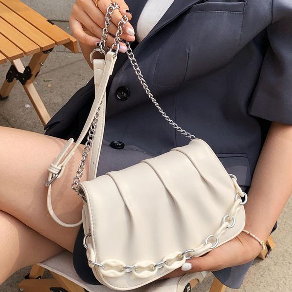 

evening bags folds designer chain crossbody bag for women 2021 pu leather small shoulder luxury handbags purse