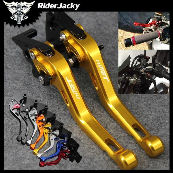 

motorcycle brakes laser logo gold cnc short brake clutch levers for rninet r nine t 2014-2021 2021 14 16
