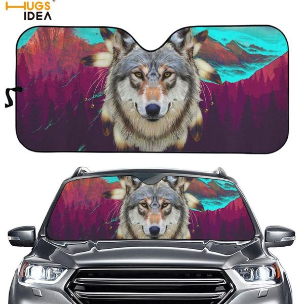 

shade 3d gray wolf pattern reflective sunshine shield car visor wild wolve sunshade blocks heat/uv proof interior protector cover