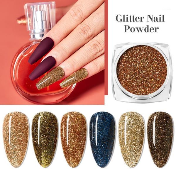 

6pcs nail glitter rose gold colors sandy powder shiny luxury sparkles art sequins pigment flakes dust 3d decorations1, Silver;gold