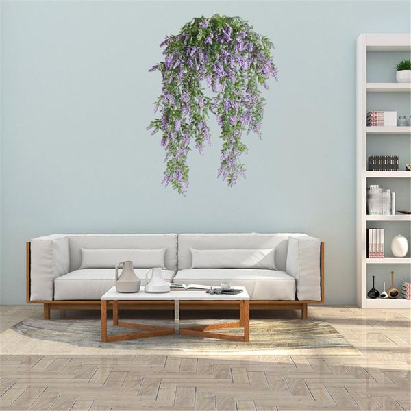 

decorative flowers & wreaths 2pcs rattan lavender artificial flower simulation wall hanging fake plastic living room decoration plant basket