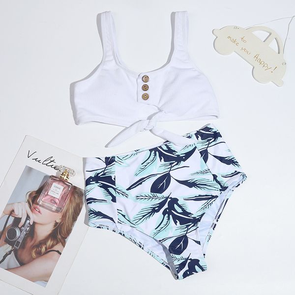 

leaf 2021 print bikini one piece swimsuit for women, White;black