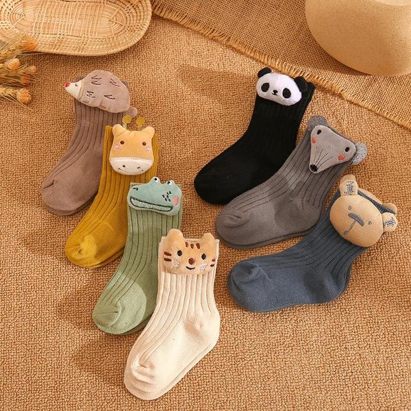

socks soft solid color baby cartoon animal doll kid girl boy floor cute autumn winter warm elastic born toddler, Pink;yellow