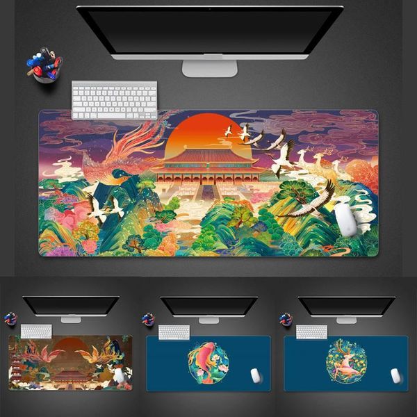

mouse pads & wrist rests chinese style art fashion pc gaming mousepad desk table protect game office work mat pad x xl non-slip lapcushi