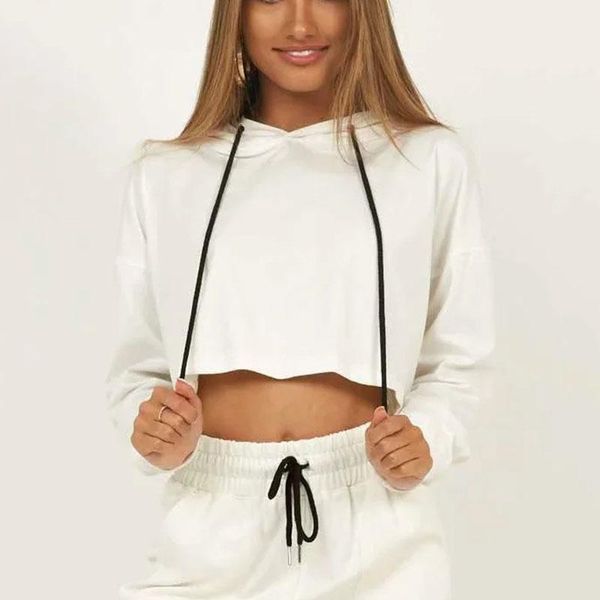 

women's hoodies & sweatshirts 2021 harajuku solid color hooded women o neck sweatshirt long-sleeved winter plus casual coat streetw, Black