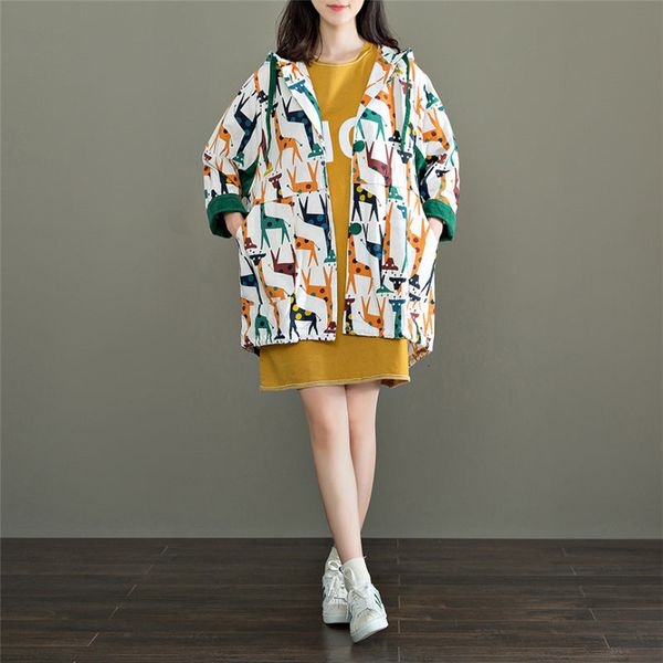 

wool women trench coat sweet autumn cotton sheets animal print giraffe casual soft hooded single breasted outwear plus size 1733 8j4n, Black