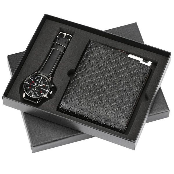 

wristwatches men's gift set beautifully packaged watch + wallet selling creative combination men watches 2021, Slivery;brown