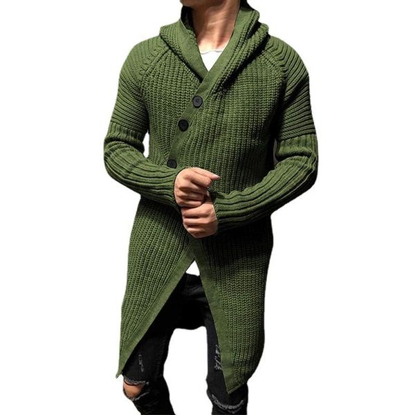 

men's sweaters men sweater hooded knitting cardigan long design 2021 autumn fashion outwear knitted solid color, White;black