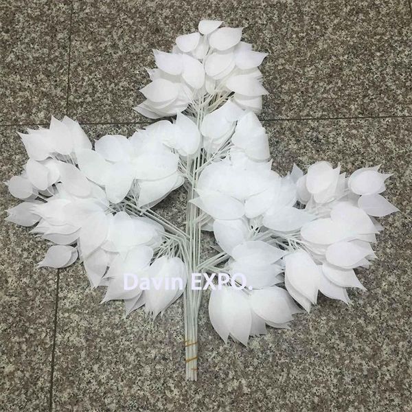 

24pcs decor decorative plants white silk artificial leaves home decoration wedding party arch vintage supplies flowers & wreaths