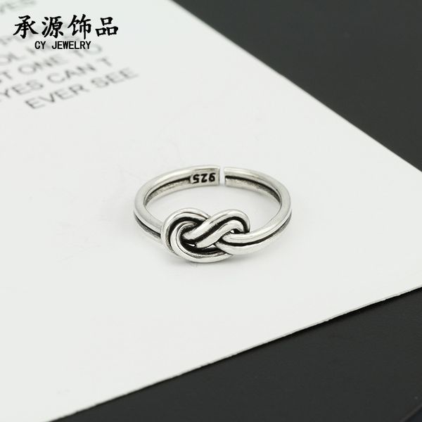 

knot thai silver knot simple women's ring adjustable, Golden;silver