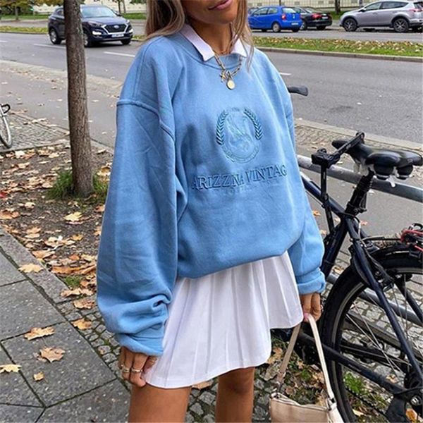 

women's trench coats women autumn spring sweatshirts long sleeve streetwear ladies fahsion embroidery oversize o-neck vintage blue hood, Tan;black