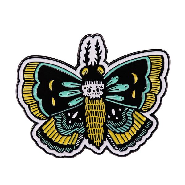 

pins, brooches cool death head skull moth gic skeleton butterfly enamel brooch pins badge lapel alloy metal fashion jewelry accessories, Gray