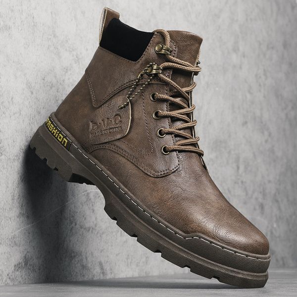 

martin boots solid fashion outdoors spring autumn black brown lace up pu leather round toe simplicity street styl fat casual sapatos para ho