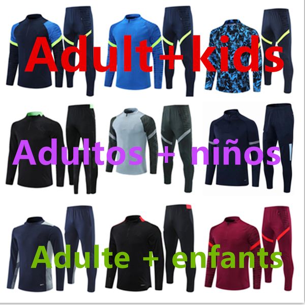 

2021 men + kids jogging football training tracksuit kits 21 boys mens jacket survetement foot soccer chandal futbol chÃ¡ndal sportswear, Black
