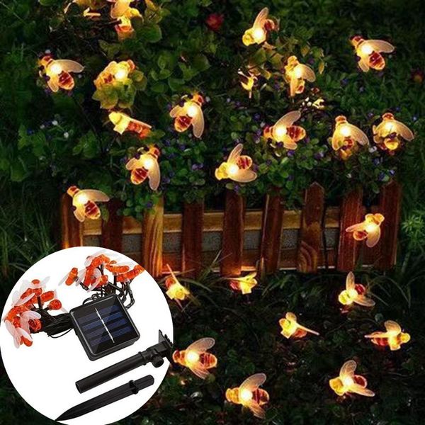 

strings merry christmas lights outdoor bee 5m/7m solar led light garland street fairy luces de navidad 2021 decoration
