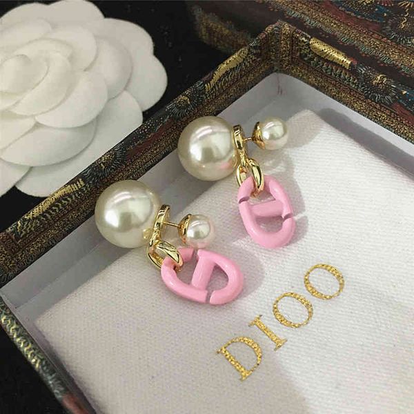 

design new front and rear pearl earrings s925 silver needle, Golden;silver