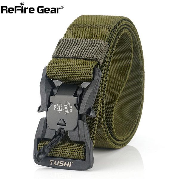 

refire gear multicam nylon tactical belt men magnetic head adjustable quick release belts waistbands army gears, Black;brown