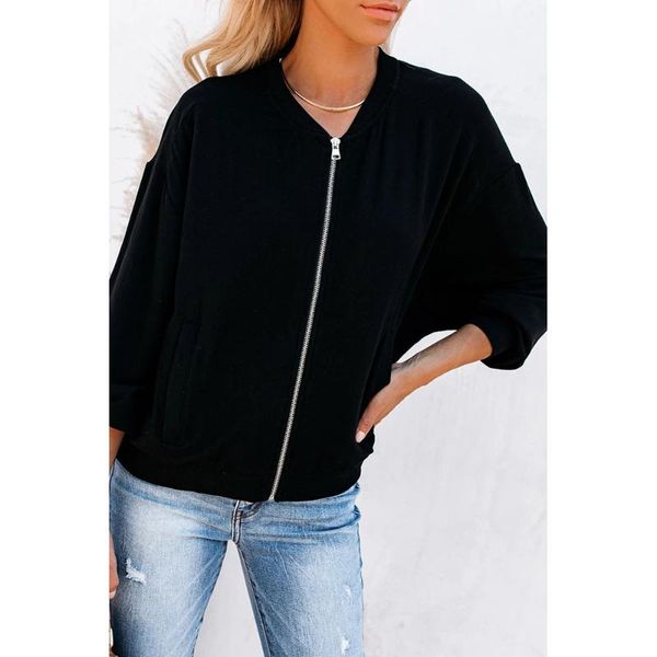 

women's jackets jacket women fashionable blouse long-sleeved zipper, Black;brown