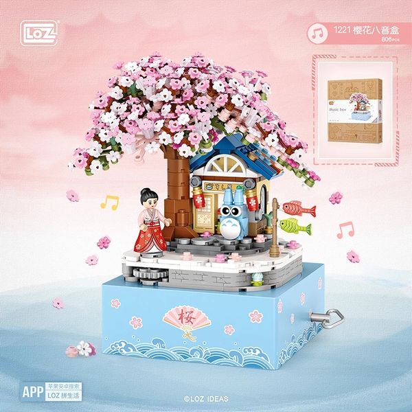 

loz japanese cherry trees under the mini block music box totoro kimono character puzzle toy collection gift
