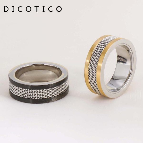 

wedding rings dicotico mesh for women men stainless steel black gold finger bands mujer anillos jewelry, Slivery;golden