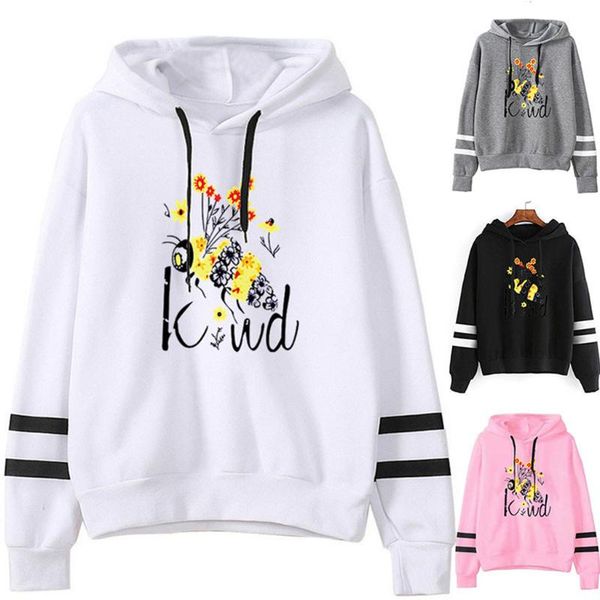 

women's hoodies & sweatshirts hoodie autumn casual round neck long sleeve cute bee print loose pullover blusas mujer de moda 2021 plus, Black