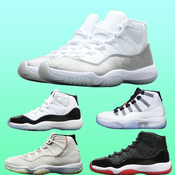 

classic trapeze 11 series men's basketball shoes silver sequins kang buckle black and white jumpman11 training sneakers