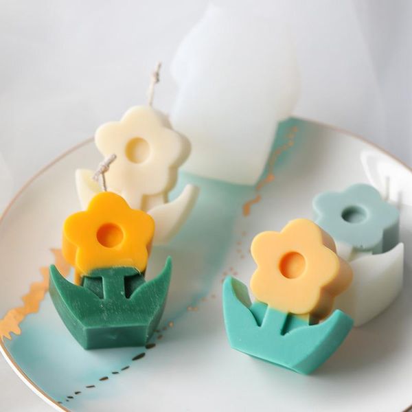 

craft tools cute flower handmade candle silicone mold 3d tulips flowers making molds