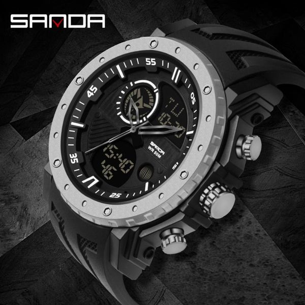 

wristwatches sanda men sport watch s military clock male 50m waterproof wristwatch men's led luminous quartz orologio da uomo, Slivery;brown