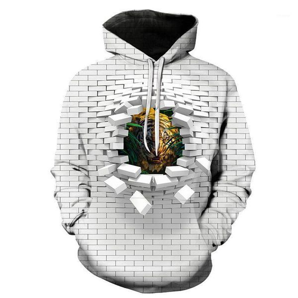 

men's hoodies & sweatshirts autumn and winter in europe america 3d pattern print dress style thin cashmere hooded sweater hoodie, Black