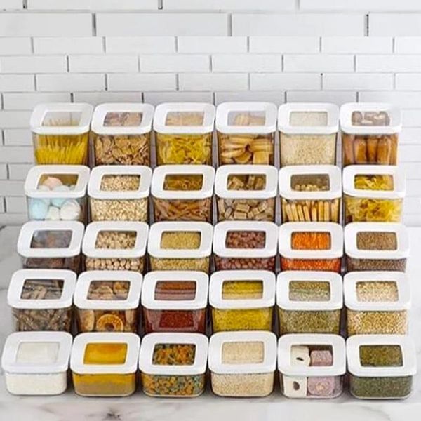 

storage bottles & jars kitchen food box container set organizer square vacuum lid airtight pantry noodle legume cereals rice pasta