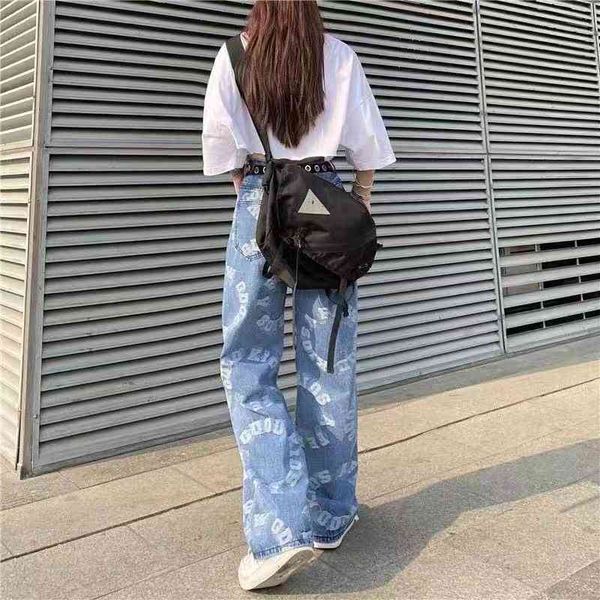 

women's jeans biggorange pants female large size women high waist mom ripped stright trousers umyl, Blue
