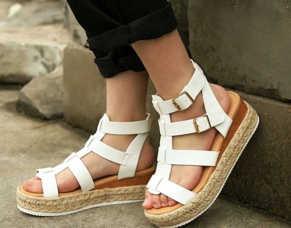 

sandals summer women's with flat wedges, Black