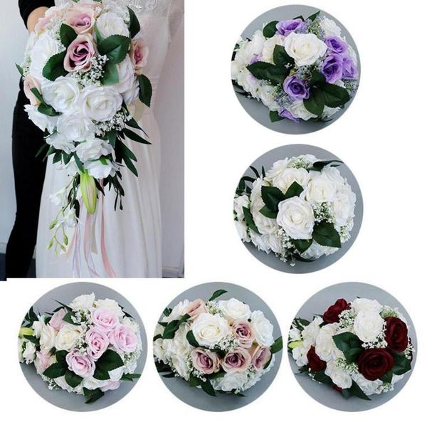 

wedding flowers artificial rose bouquet floral bridal valentine's day decor