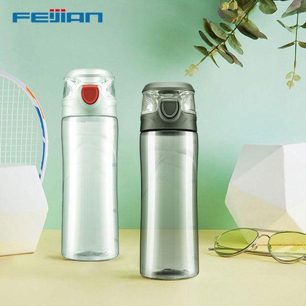 

water bottles feijian casual summer fitness sport plastic bottle women drinkware tour school shaker leak-proof bicycle gray 600ml