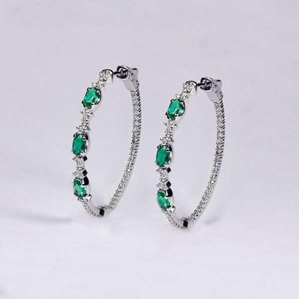 

hoop & huggie gorgeous green cz earrings for women wedding engagement party noble accessories full cubic zirconia fashion jewelry, Golden;silver