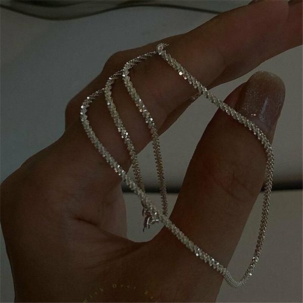 

chains shiny sparkling glitter clavicle chain necklaces silver color cocktail party fine jewelry for women gifts accessories