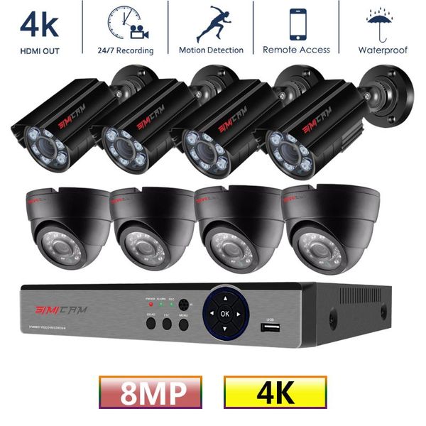 

wireless camera kits 4k ultra cctv security system ahd kit 8mp 8ch h265 dvr 30m night vision outdoor wateproof metal video surveillance s