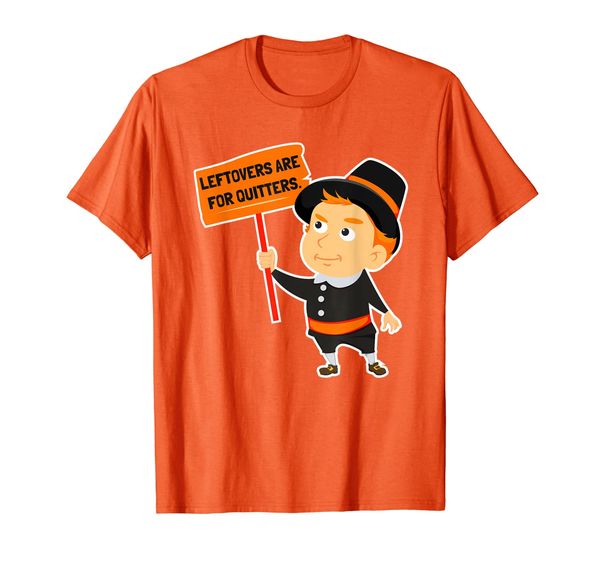 

leftovers are for quitters thanksgiving pilgrim t-shirt, White;black