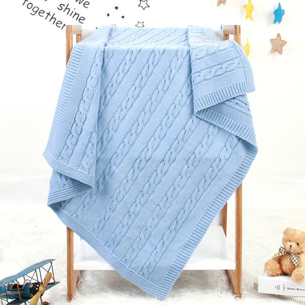 

infant boy girl pure color knit autumn winter newborn baby quilt boys girls hold blanket black friday 7eww, Blue