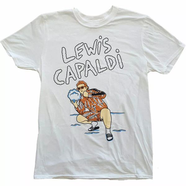 

lewis capaldi snow leopard official t-shirt men unisex, White;black