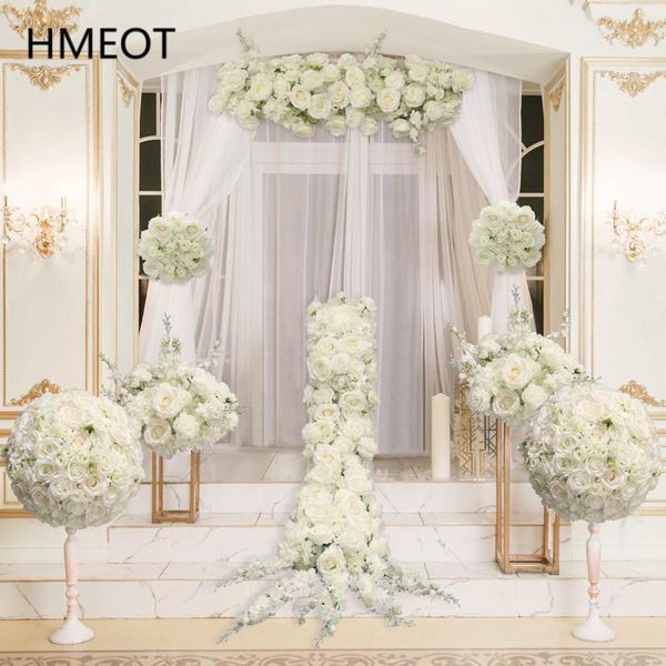 

decorative flowers & wreaths white series wedding backdrop decor floral arrangement artificial rose flower row corner wall table centerpiece