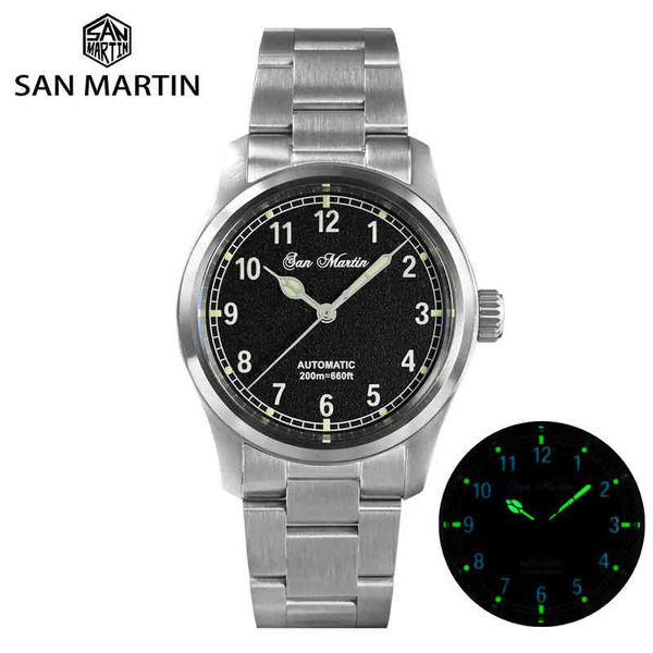 

san martin 37mm pilot miyota 8215 military simple style men watch female endlinks automatic mechanical watches 20 bar luminous