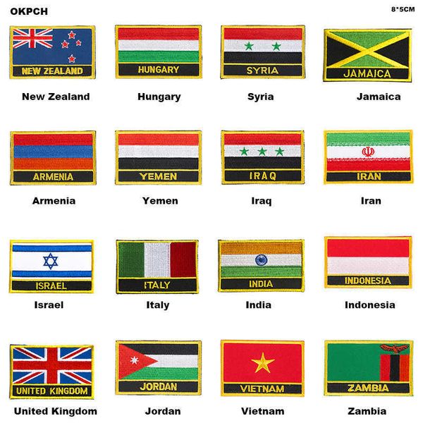 Ulusal Bayrak Nakış Yama Rozeti Yeni Zelanda Macaristan Suriye Jamaika Ermenistan Yemen Irak İsrail İtalya Hindistan