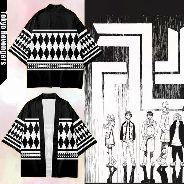 

men's t-shirts japanese tokyo revengers cosplay kimono big size t-shirt hanagaki takemichi ken ryuguji anime plus 5xl, White;black