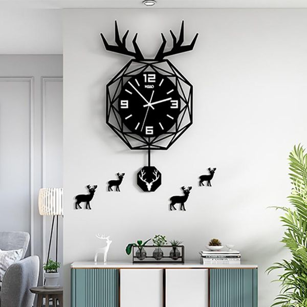 

wall clocks clock modern design pendulum 3d landscape light luxury colorful art living room bedroom home decor