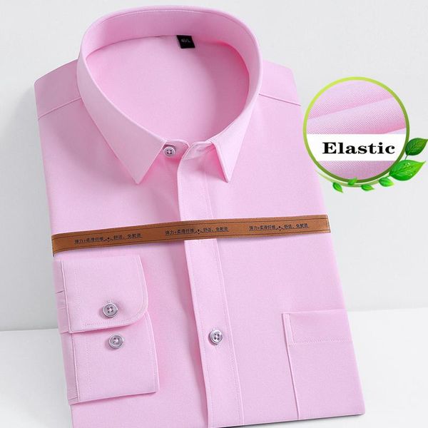 

elastic fabric work shirt plus size 5xl for big men 100kg spring summer 8 solid colors business casual male asian 091210104 men's shirt, White;black