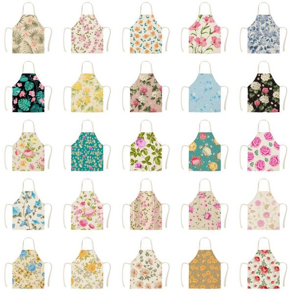 

aprons creative flower fashion apron children kitchen linen printing household cleaning cooking antifouling