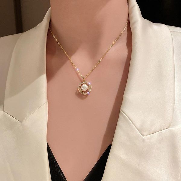 

chains fashion simple personality tide necklace pearl diamond design feels sautoir female temperament, Silver
