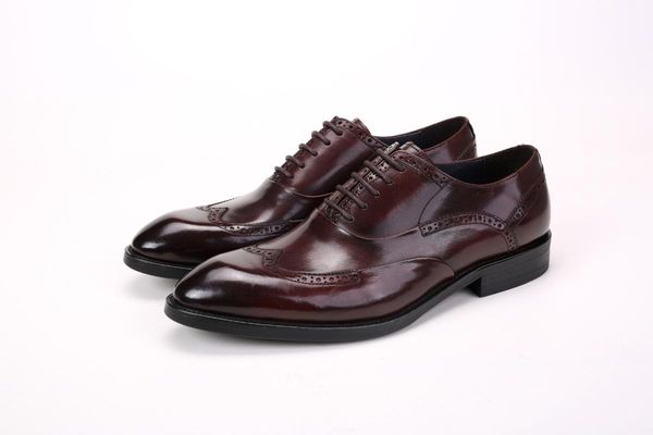 

dress shoes men leather formal wear lace-up luxury wedding cowhide, Black